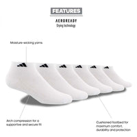 Thumbnail for Adidas Athletic Cushioned Low Cut Socks 6pk