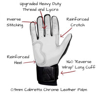 Thumbnail for Bruce Bolt Adult Premium Pro Long Cuff Chrome Series Pair of Batting Gloves