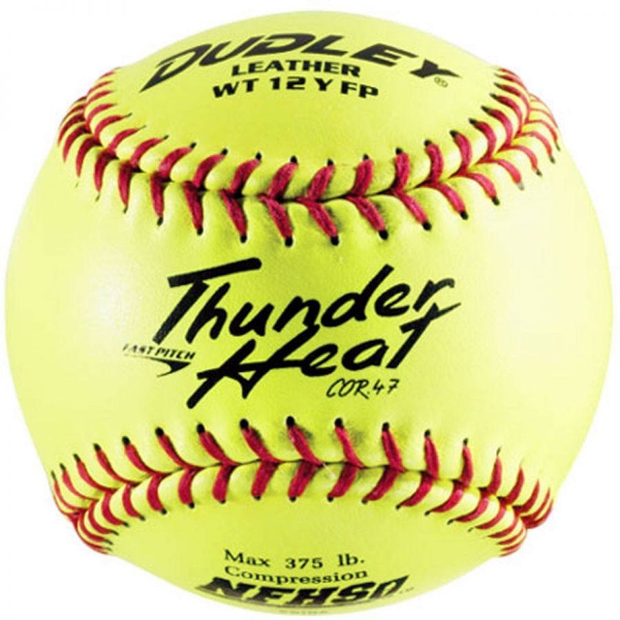 Dudley 12" Yellow NFHS .47 Cor Fastpitch Softball (Dozen)